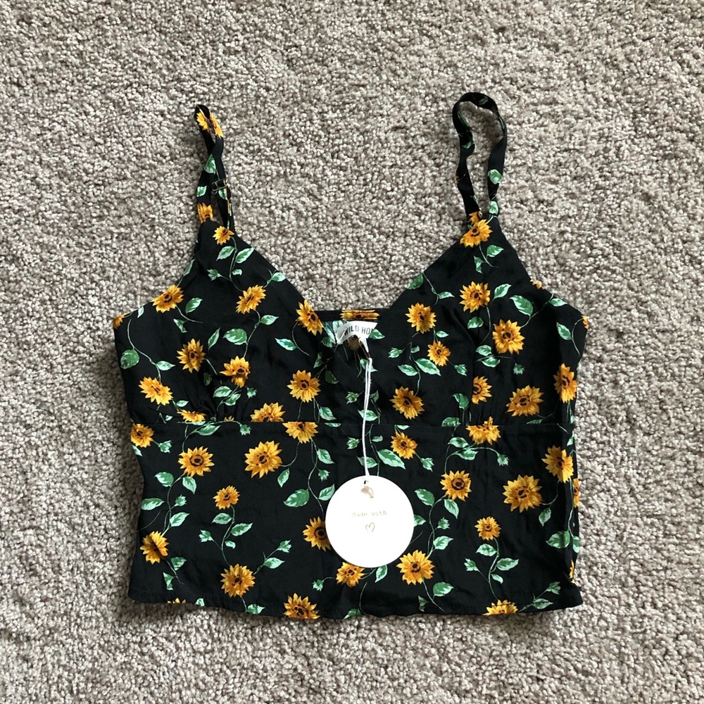 Wild Honey Black Sunflower Crop Top